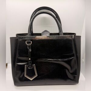 Authentic Fendi Black 2 jours patent Bag w/strap